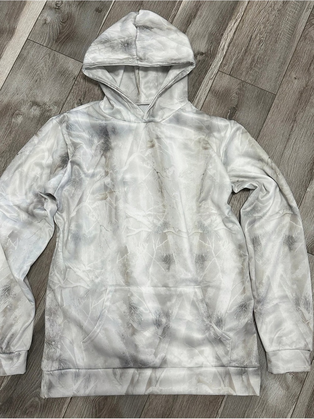 Crewneck Hoodie Sweatshirt - White Marble Tie-Dye
